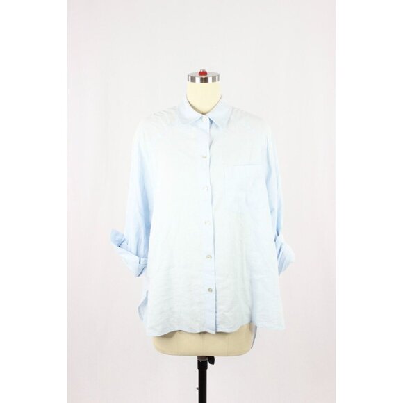 Aritzia Tops - Aritzia WILFRED FREE Light Blue Linen Boyfriend Button-Up Shirt Blouse, Size XS
